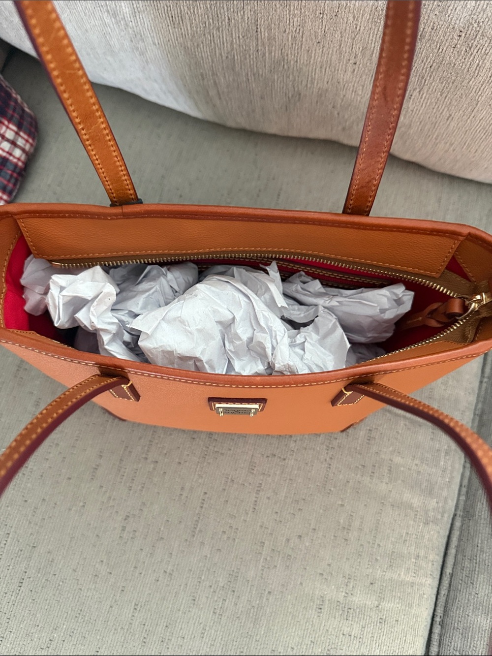 Small Charleston Shopper Tote in Cognac Leather - Picture 3 of 4
